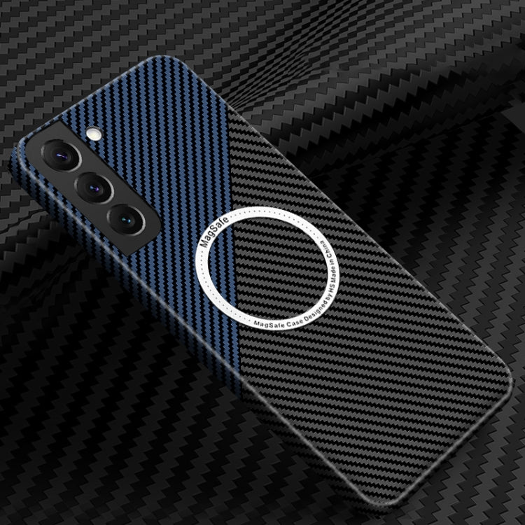 For Samsung Galaxy S23+ 5G Carbon Fiber Texture MagSafe Magnetic Phone Case(Black Blue) - Galaxy S23+ 5G Cases by PMC Jewellery | Online Shopping South Africa | PMC Jewellery