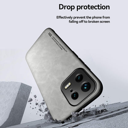 For Xiaomi 13 Skin Feel Magnetic Leather Back Phone Case(Light Grey) - 13 Cases by PMC Jewellery | Online Shopping South Africa | PMC Jewellery