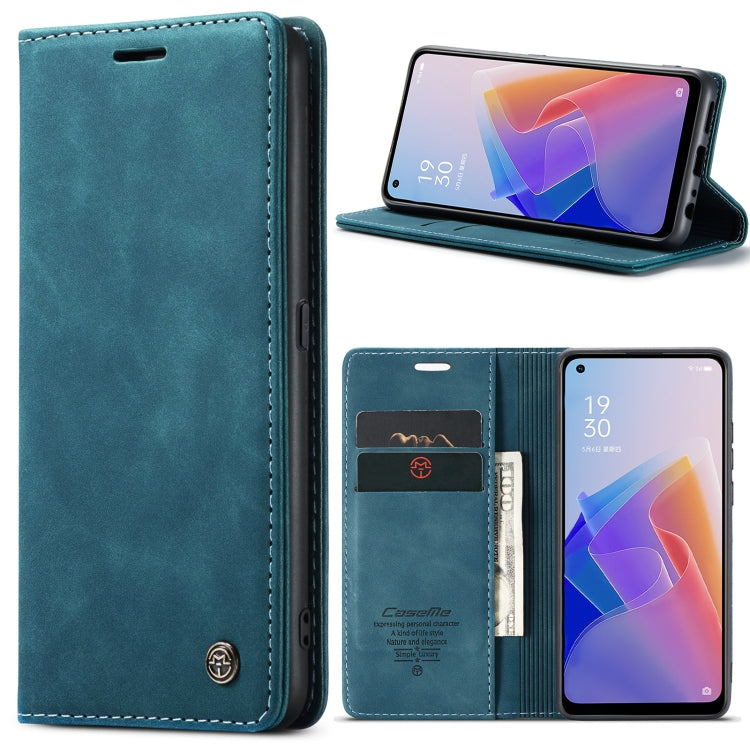 CaseMe 013 Multifunctional Horizontal Flip Leather Phone Case For OPPO Reno7 Z Global/Reno7 Lite Global/Reno8 Lite Global/F21 Pro 5G Global/Reno8 Z Global(Blue) - OPPO Cases by CaseMe | Online Shopping South Africa | PMC Jewellery | Buy Now Pay Later Mobicred