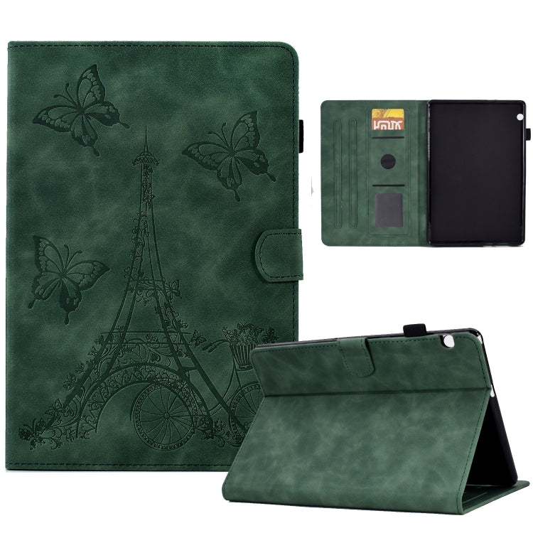 For Huawei MediaPad T5 Tower Embossed Leather Tablet Case(Green) - Huawei by PMC TechLife | Online Shopping South Africa | PMC TechLife | Buy Now Pay Later Mobicred