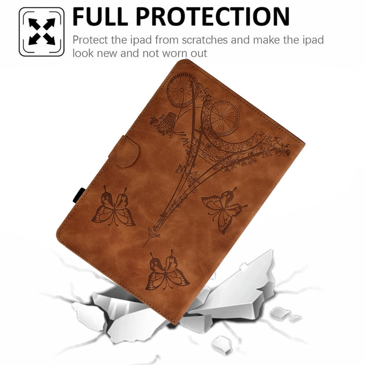 For Lenovo M10 Plus Tower Embossed Leather Smart Tablet Case(Brown) - Lenovo by PMC TechLife | Online Shopping South Africa | PMC TechLife | Buy Now Pay Later Mobicred