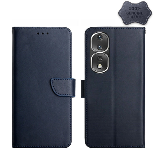 For Honor 80 Pro HT02 Genuine Leather Fingerprint-proof Flip Phone Case(Blue) - Honor Cases by PMC Jewellery | Online Shopping South Africa | PMC Jewellery | Buy Now Pay Later Mobicred