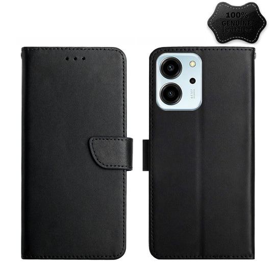 For Honor 80 SE HT02 Genuine Leather Fingerprint-proof Flip Phone Case(Black) - Honor Cases by PMC Jewellery | Online Shopping South Africa | PMC Jewellery | Buy Now Pay Later Mobicred