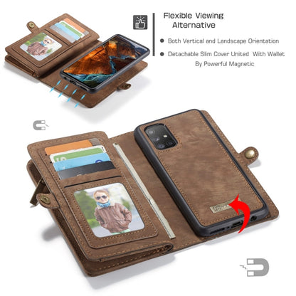 For Galaxy A51 4G CaseMe-008 Detachable Multifunctional Horizontal Flip Leather Case with Card Slot & Holder & Zipper Wallet & Photo Frame(Brown) - Galaxy Phone Cases by CaseMe | Online Shopping South Africa | PMC Jewellery | Buy Now Pay Later Mobicred