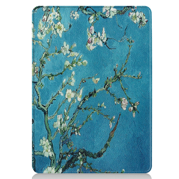 For Microsoft Surface Pro 9 Custer Painted 3-Fold Holder Leather Tablet Case(Apricot Flower) - Microsoft by PMC TechLife | Online Shopping South Africa | PMC TechLife | Buy Now Pay Later Mobicred