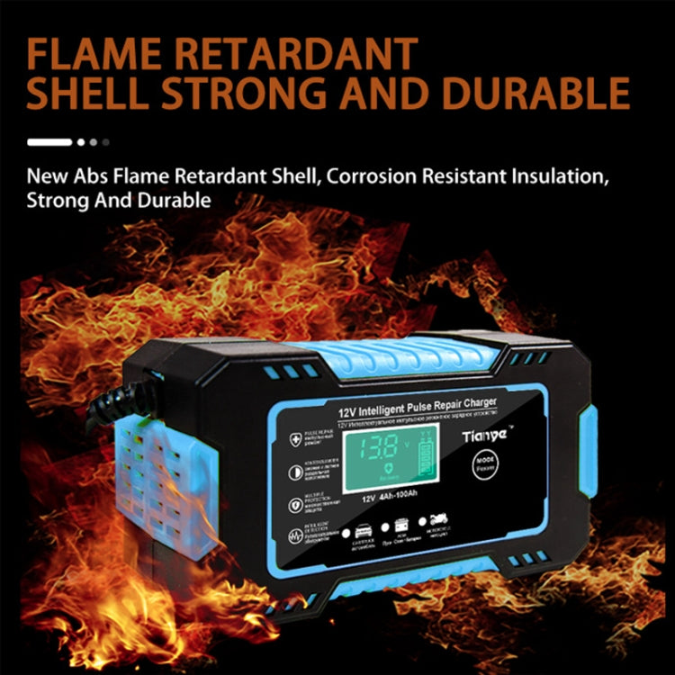 Motorcycle / Car Battery Smart Charger with LCD Creen, Plug Type:US Plug(Blue) - Battery Charger by PMC TechLife | Online Shopping South Africa | PMC TechLife | Buy Now Pay Later Mobicred