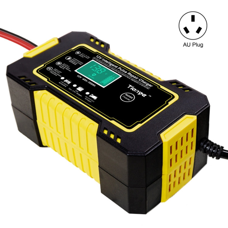 Motorcycle / Car Battery Smart Charger with LCD Creen, Plug Type:AU Plug(Yellow) - Battery Charger by PMC Jewellery | Online Shopping South Africa | PMC Jewellery | Buy Now Pay Later Mobicred