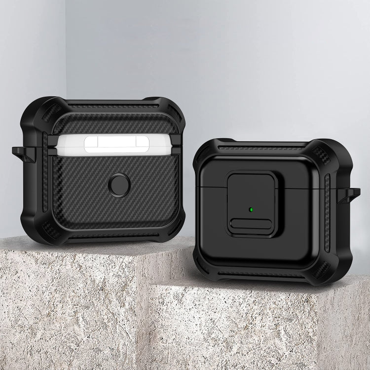 For AirPods 3 TPU + PC Shockproof Earphone Protective Case with Switch(Black) - For AirPods 3 by PMC Jewellery | Online Shopping South Africa | PMC Jewellery | Buy Now Pay Later Mobicred