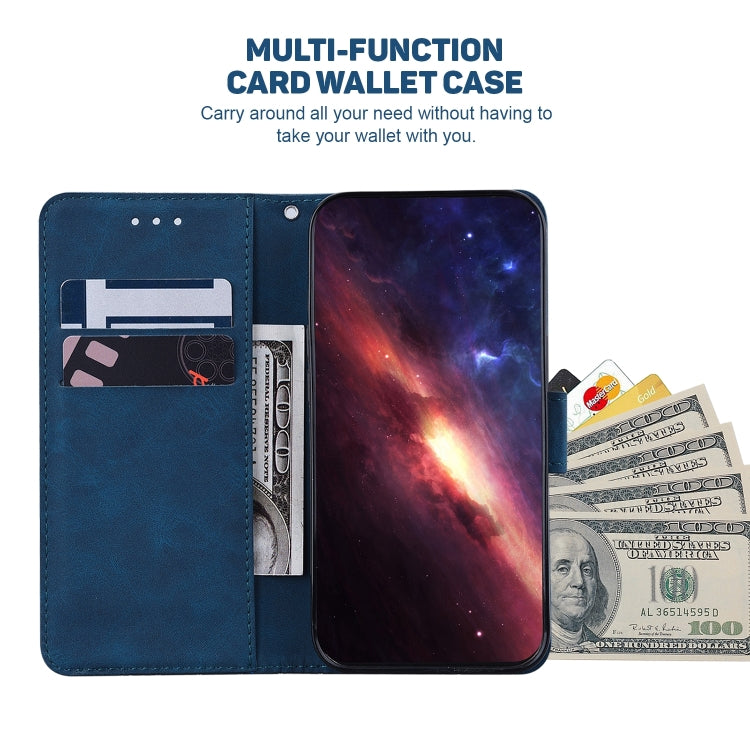 For Samsung Galaxy A54 5G Geometric Embossed Flip Leather Phone Case(Blue) - Galaxy Phone Cases by PMC TechLife | Online Shopping South Africa | PMC TechLife