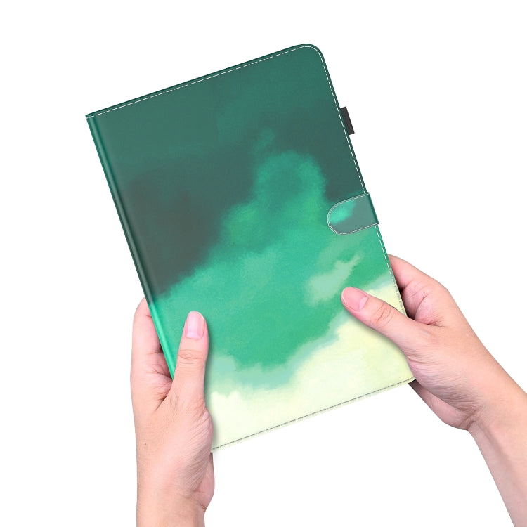 For Nokia T21 Watercolor Pattern Flip Leather Tablet Case(Cyan Green) - Nokia by PMC TechLife | Online Shopping South Africa | PMC TechLife | Buy Now Pay Later Mobicred
