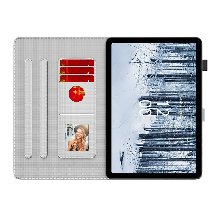 For Nokia T21 Watercolor Pattern Flip Leather Tablet Case(Spring Cherry) - Nokia by PMC TechLife | Online Shopping South Africa | PMC TechLife | Buy Now Pay Later Mobicred
