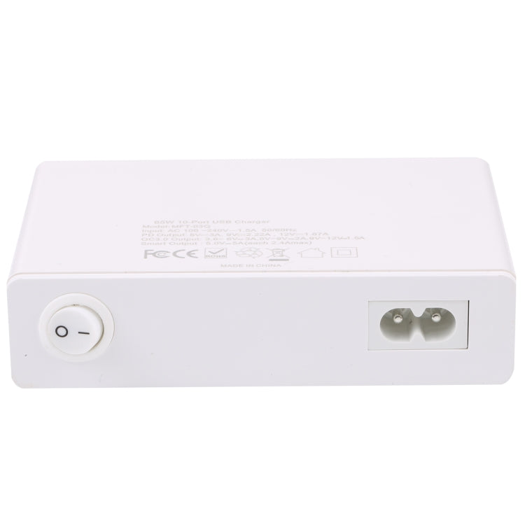 MFT-03Q 10 in 1 65W QC3.0 USB Smart Fast Charger, Plug Type:US Plug(White) - USB Charger by PMC TechLife | Online Shopping South Africa | PMC TechLife | Buy Now Pay Later Mobicred