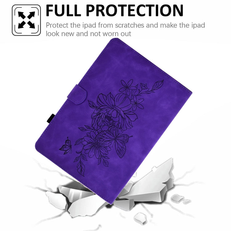 For 7 inch Tablets Peony Butterfly Embossed Leather Tablet Case(Purple) - 7 inch by PMC TechLife | Online Shopping South Africa | PMC TechLife | Buy Now Pay Later Mobicred