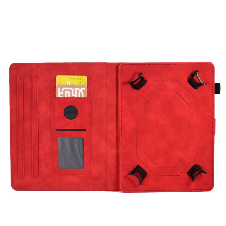 For 10 inch Tablets Peony Butterfly Embossed Leather Tablet Case(Red) - 10 - 11 inch by PMC TechLife | Online Shopping South Africa | PMC TechLife | Buy Now Pay Later Mobicred