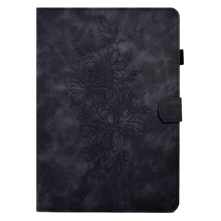For Amazon Kindle Fire HD10 2021 Peony Butterfly Embossed Leather Smart Tablet Case(Black) - Amazon by PMC TechLife | Online Shopping South Africa | PMC TechLife | Buy Now Pay Later Mobicred