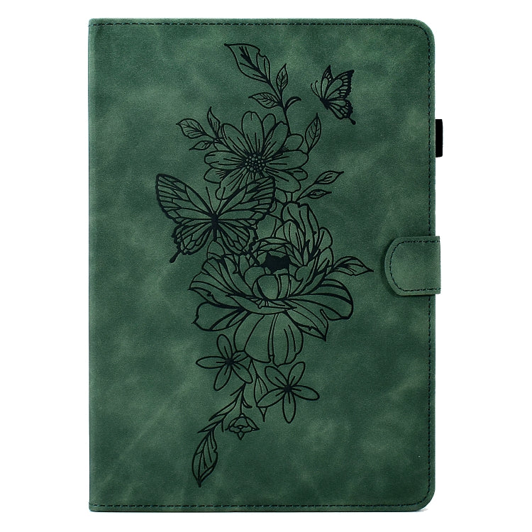 For Amazon Kindle Fire HD8 2018/2017/2016 Peony Butterfly Embossed Leather Smart Tablet Case(Green) - Amazon by PMC TechLife | Online Shopping South Africa | PMC TechLife | Buy Now Pay Later Mobicred
