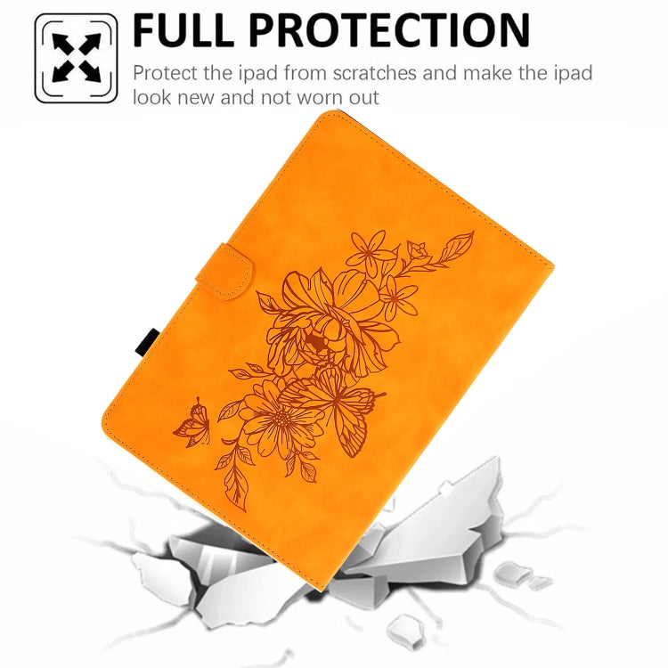 For Amazon Kindle Fire HD8 2020 Peony Butterfly Embossed Leather Smart Tablet Case(Khaki) - free shipping - PMC TechLife - Order now!