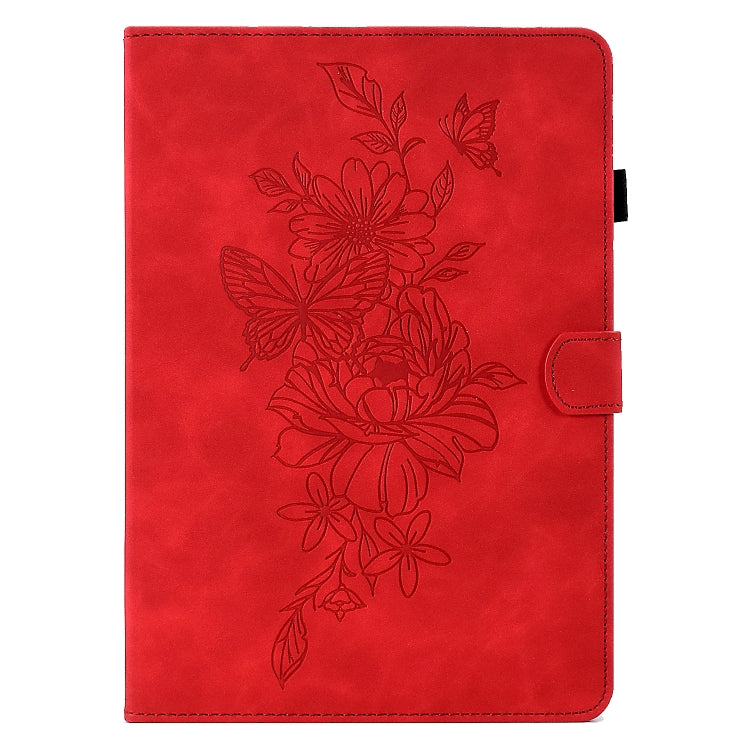 For Amazon Kindle Paperwhite 5 Peony Butterfly Embossed Leather Smart Tablet Case(Red) - Amazon by PMC TechLife | Online Shopping South Africa | PMC TechLife | Buy Now Pay Later Mobicred
