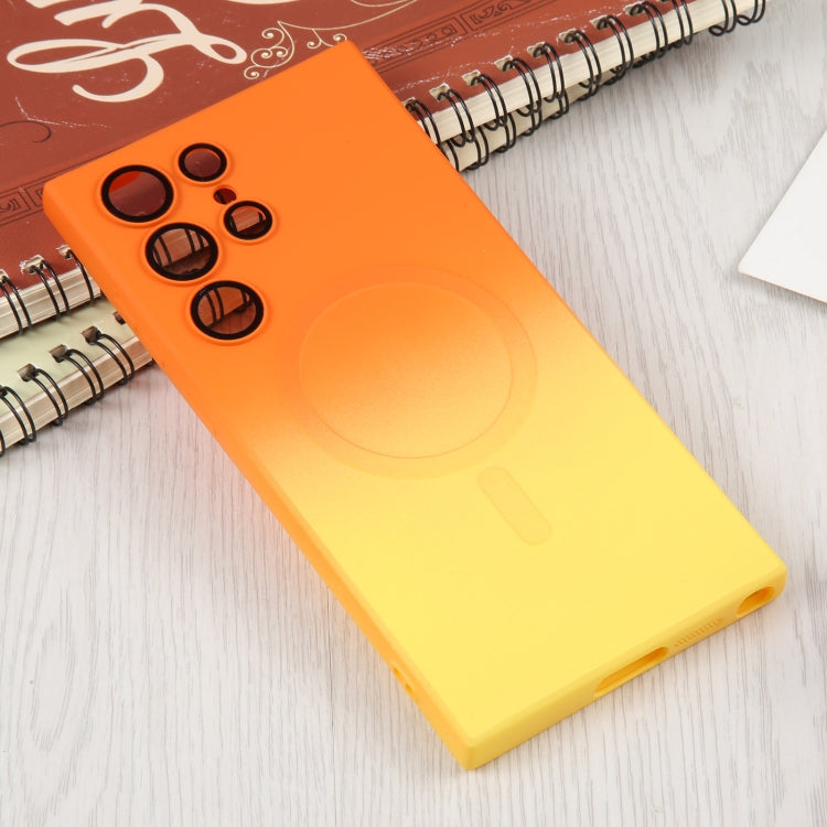 For Samsung Galaxy S22 Ultra 5G Liquid TPU Silicone Gradient MagSafe Phone Case(Orange Yellow) - Galaxy S22 Ultra 5G Cases by PMC Jewellery | Online Shopping South Africa | PMC Jewellery