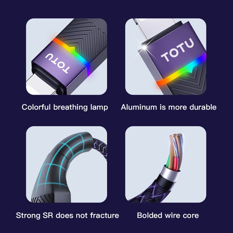 TOTU BL-016 Journey Series USB to 8 Pin Colorful Breathing Light Data Cable, Length:1.5m(Purple) - Normal Style Cable by TOTUDESIGN | Online Shopping South Africa | PMC Jewellery | Buy Now Pay Later Mobicred