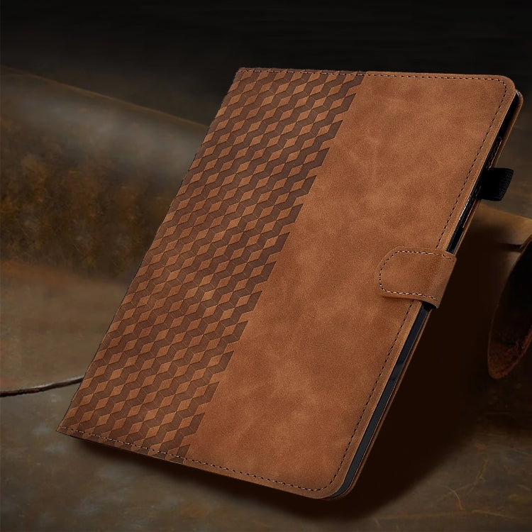 For Amazon Kindle Fire 7 2022 Rhombus Embossed Leather Tablet Case(Brown) - Amazon by PMC TechLife | Online Shopping South Africa | PMC TechLife | Buy Now Pay Later Mobicred