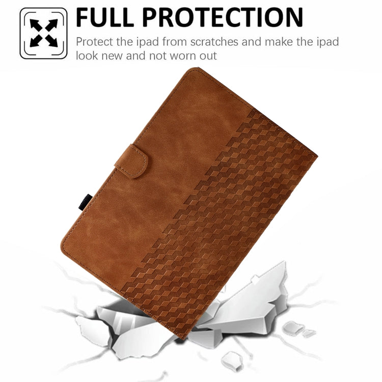 For Amazon Kindle Fire HD8 2018 / 2017 / 2016 Rhombus Embossed Leather Tablet Case(Brown) - Amazon by PMC TechLife | Online Shopping South Africa | PMC TechLife | Buy Now Pay Later Mobicred