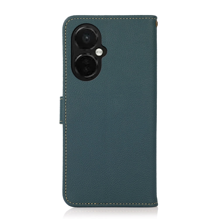 For OnePlus Nord CE 3 KHAZNEH Custer Texture RFID Genuine Leather Phone Case(Green) - OnePlus Cases by PMC TechLife | Online Shopping South Africa | PMC TechLife | Buy Now Pay Later Mobicred