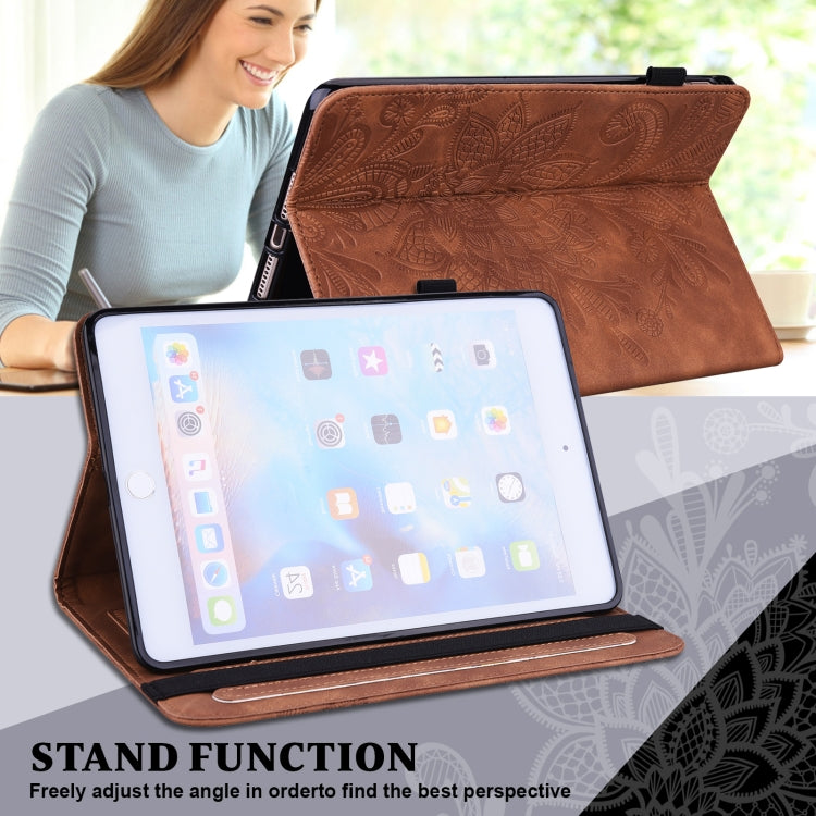 For Lenovo Tab M8 4th Gen Lace Flower Embossing Pattern Leather Tablet Case(Brown) - Lenovo by PMC TechLife | Online Shopping South Africa | PMC TechLife | Buy Now Pay Later Mobicred