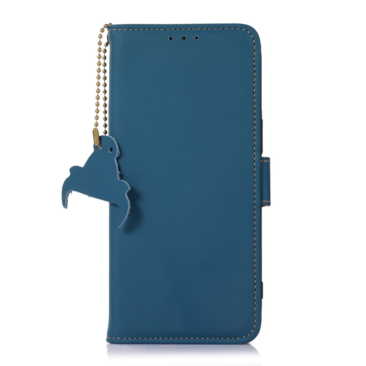 For Honor X9a 4G Genuine Leather Magnetic RFID Leather Phone Case(Blue) - Honor Cases by PMC TechLife | Online Shopping South Africa | PMC TechLife | Buy Now Pay Later Mobicred