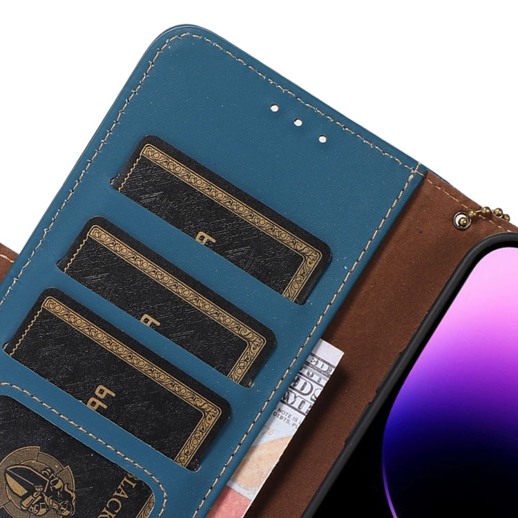 For Honor X9a 4G Genuine Leather Magnetic RFID Leather Phone Case(Blue) - Honor Cases by PMC TechLife | Online Shopping South Africa | PMC TechLife | Buy Now Pay Later Mobicred