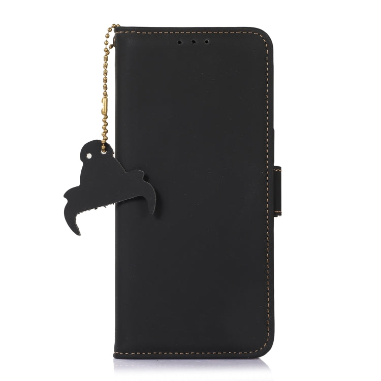 For Honor X8a 4G Genuine Leather Magnetic RFID Leather Phone Case(Black) - Honor Cases by PMC TechLife | Online Shopping South Africa | PMC TechLife | Buy Now Pay Later Mobicred