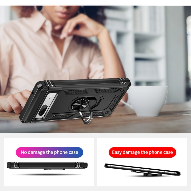 For Google Pixel 7a Shockproof TPU + PC Phone Case with Holder(Black) - Google Cases by PMC TechLife | Online Shopping South Africa | PMC TechLife | Buy Now Pay Later Mobicred