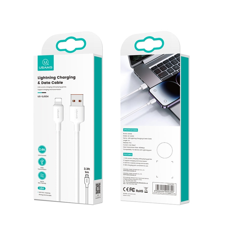 USAMS US-SJ605 U84 2.4A USB to 8 Pin Charging Data Cable, Cable Length:2m(White) - Normal Style Cable by USAMS | Online Shopping South Africa | PMC Jewellery | Buy Now Pay Later Mobicred