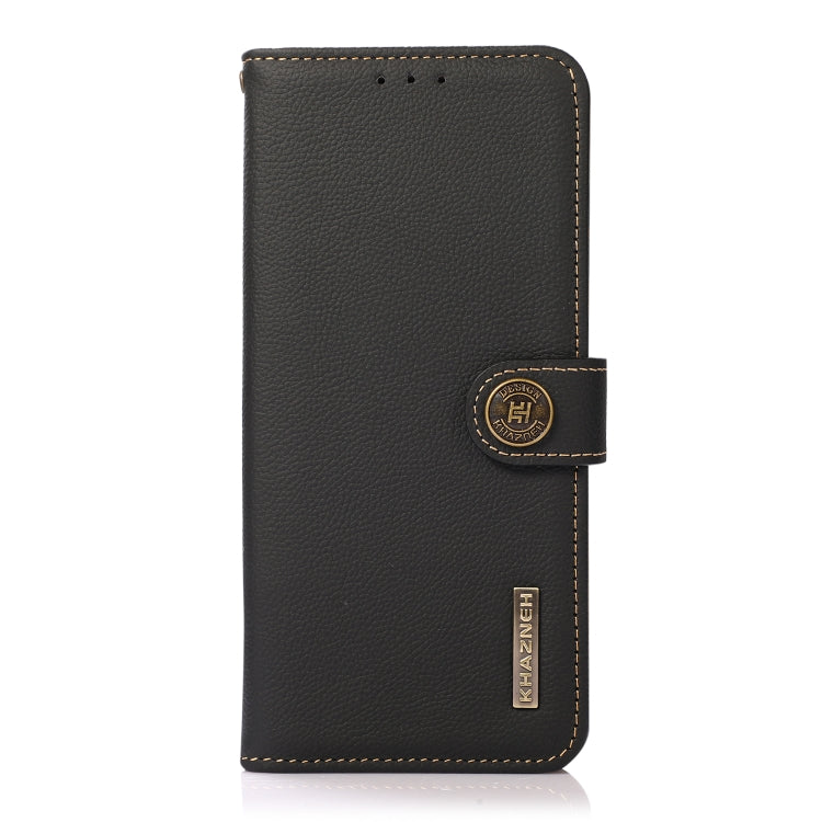 For OnePlus Ace 2 5G KHAZNEH Custer Texture RFID Genuine Leather Phone Case(Black) - OnePlus Cases by PMC TechLife | Online Shopping South Africa | PMC TechLife | Buy Now Pay Later Mobicred