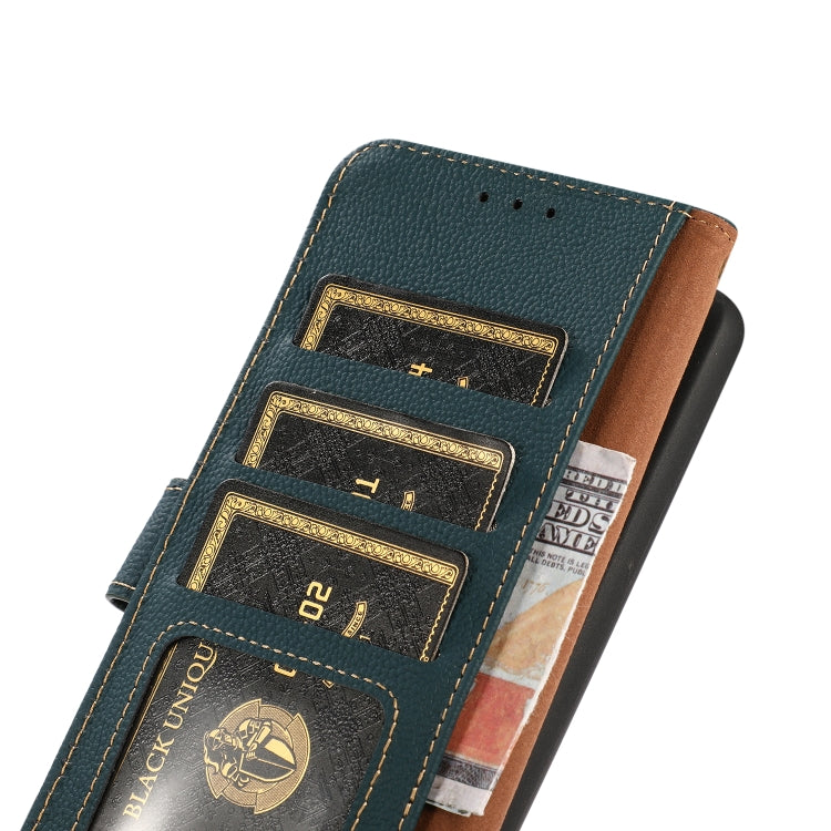 For OnePlus Ace 2 5G KHAZNEH Custer Texture RFID Genuine Leather Phone Case(Green) - OnePlus Cases by PMC TechLife | Online Shopping South Africa | PMC TechLife | Buy Now Pay Later Mobicred