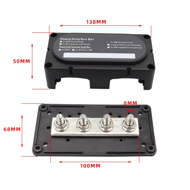 CP-3089-01 300A 48V 4-way M8 Terminal Busbar(Black) - free shipping - PMC TechLife - Order now!