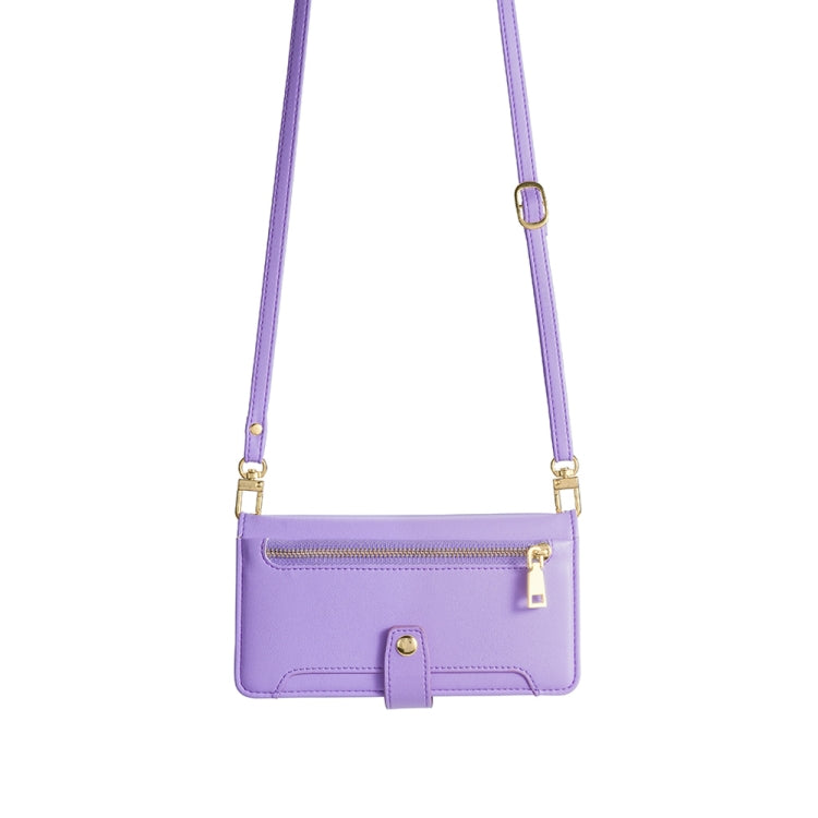 For Kyocera Android One S10 Sheep Texture Cross-body Zipper Wallet Leather Phone Case(Purple) - More Brand by PMC TechLife | Online Shopping South Africa | PMC TechLife | Buy Now Pay Later Mobicred