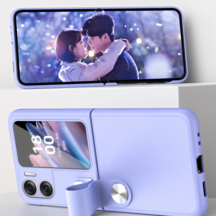 For OPPO Find N2 Flip Hand Strap Type Leather Phone Case(Purple) - Find N2 Flip Cases by PMC TechLife | Online Shopping South Africa | PMC TechLife