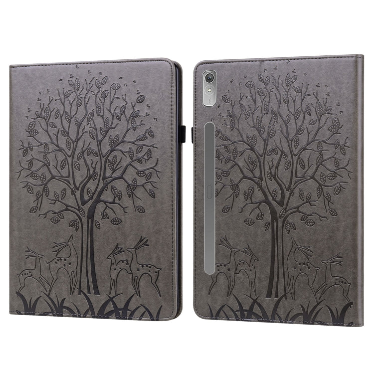 For Lenovo Tab P11 Pro Gen 2 Tree & Deer Pattern Embossed Leather Tablet Case(Grey) - free shipping - PMC TechLife - Order now!