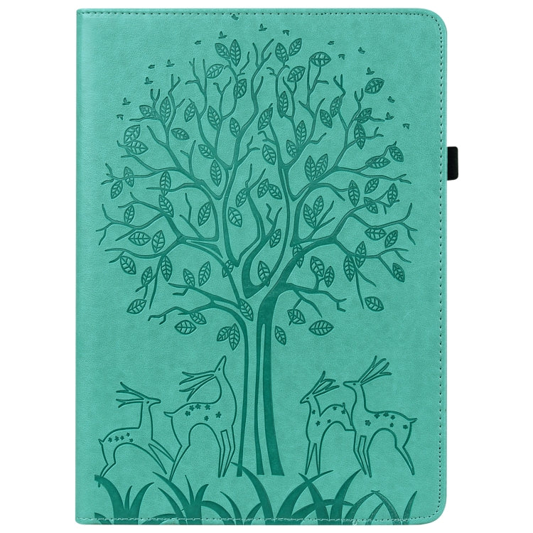For Huawei MatePad SE 10.4 2022 Tree & Deer Pattern Embossed Leather Tablet Case(Green) - Huawei by PMC TechLife | Online Shopping South Africa | PMC TechLife | Buy Now Pay Later Mobicred