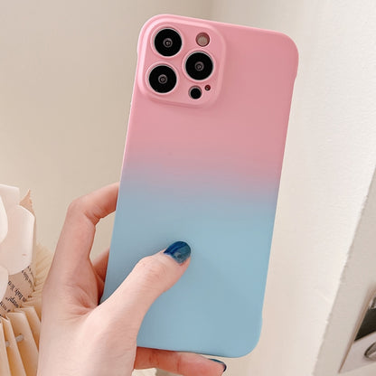 For iPhone 13 Pro Max Frameless Skin Feel Gradient Phone Case(Pink + Light Blue) - iPhone 13 Pro Max Cases by PMC Jewellery | Online Shopping South Africa | PMC Jewellery | Buy Now Pay Later Mobicred