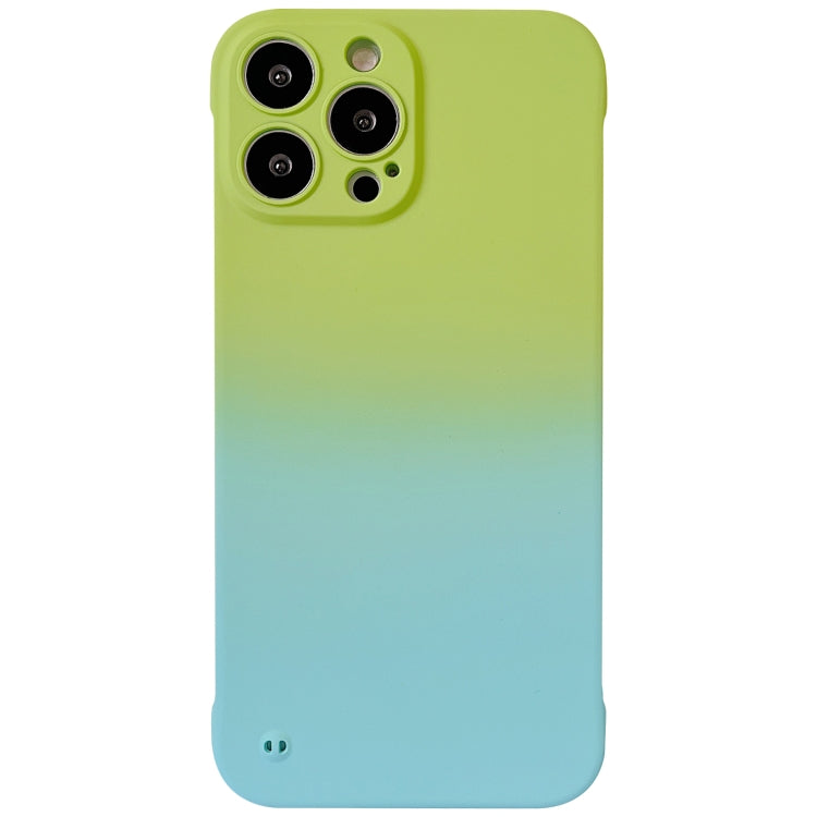 For iPhone 12 Frameless Skin Feel Gradient Phone Case(Green + Light Blue) - iPhone 12 / 12 Pro Cases by PMC Jewellery | Online Shopping South Africa | PMC Jewellery | Buy Now Pay Later Mobicred