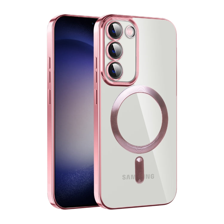 For Samsung Galaxy S23+ 5G CD Texture Plating TPU MagSafe Phone Case with Lens Film(Pink) - Galaxy S23+ 5G Cases by PMC Jewellery | Online Shopping South Africa | PMC Jewellery