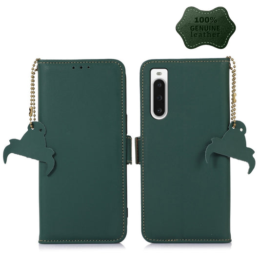 For Sony Xperia 10 V Genuine Leather Magnetic RFID Leather Phone Case(Green) - Sony Cases by PMC Jewellery | Online Shopping South Africa | PMC Jewellery | Buy Now Pay Later Mobicred