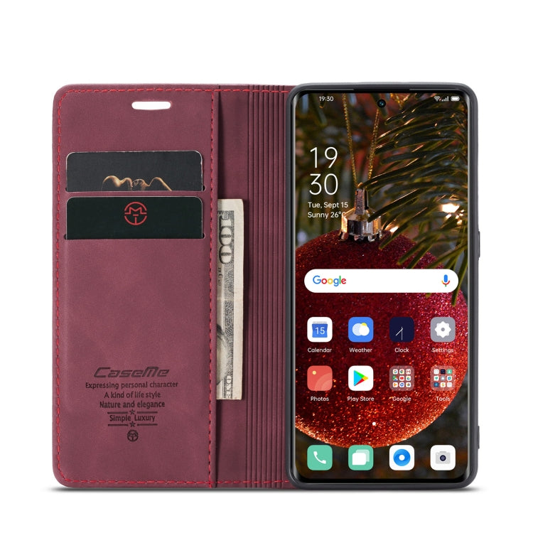 For OPPO Reno8 T 5G CaseMe 013 Multifunctional Horizontal Flip Leather Phone Case(Wine Red) - OPPO Cases by CaseMe | Online Shopping South Africa | PMC Jewellery | Buy Now Pay Later Mobicred