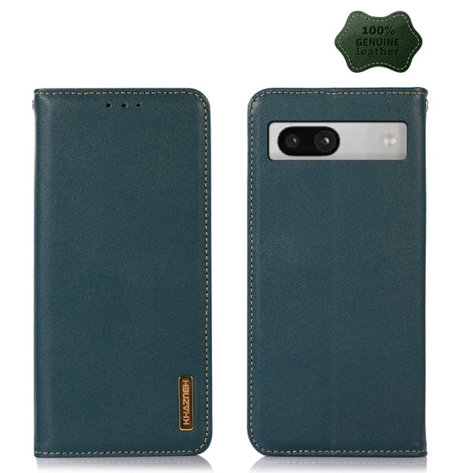 For Google Pixel 7a KHAZNEH Nappa Top Layer Cowhide Leather Phone Case(Green) - Google Cases by PMC Jewellery | Online Shopping South Africa | PMC Jewellery | Buy Now Pay Later Mobicred