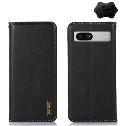 For Google Pixel 7a KHAZNEH Nappa Top Layer Cowhide Leather Phone Case(Black) - Google Cases by PMC Jewellery | Online Shopping South Africa | PMC Jewellery | Buy Now Pay Later Mobicred