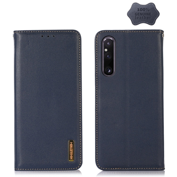 For Sony Xperia 1 V KHAZNEH Nappa Top Layer Cowhide Leather Phone Case(Blue) - Sony Cases by PMC TechLife | Online Shopping South Africa | PMC TechLife | Buy Now Pay Later Mobicred