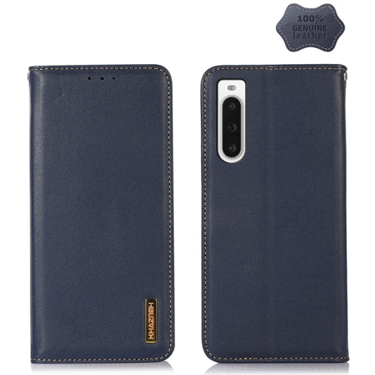 For Sony Xperia 10 V KHAZNEH Nappa Top Layer Cowhide Leather Phone Case(Blue) - Sony Cases by PMC Jewellery | Online Shopping South Africa | PMC Jewellery | Buy Now Pay Later Mobicred