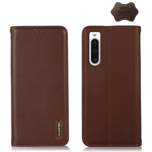 For Sony Xperia 10 V KHAZNEH Nappa Top Layer Cowhide Leather Phone Case(Brown) - Sony Cases by PMC Jewellery | Online Shopping South Africa | PMC Jewellery | Buy Now Pay Later Mobicred